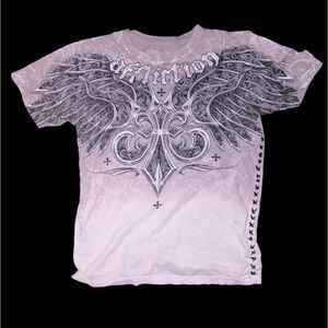 Affliction Men's Graphic T-Shirt - gray and White